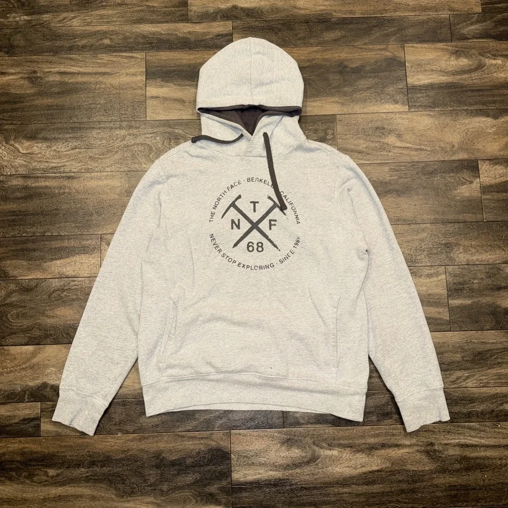 The North Face Pullover Graphic Hoodie Long-Sleeve Men's Size Medium Light Grey